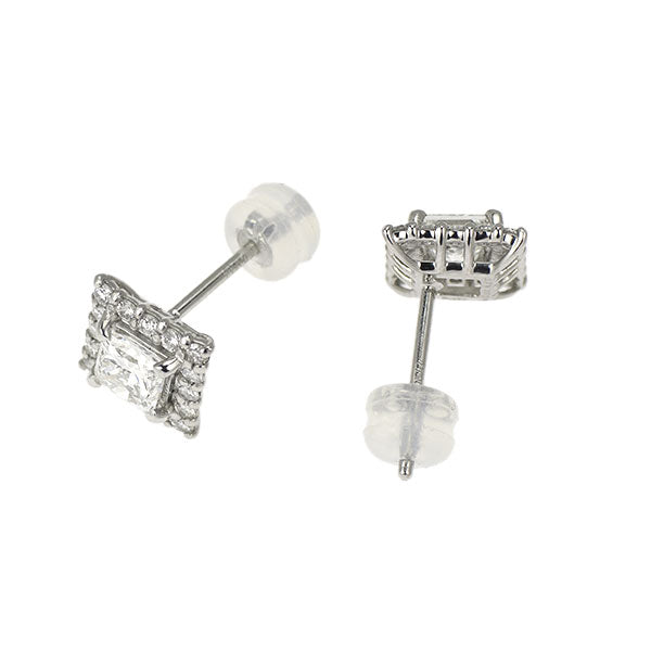 新品 Pt900/ Pt950 プリンセスカット ダイヤモンド ピアス 1.104ct G VS1-2 D0.44ct