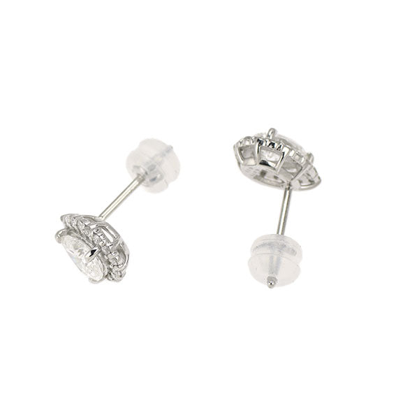 新品 Pt900/ Pt950 ペアシェイプカット ダイヤモンド ピアス 1.051ct G/H SI2 D0.22ct