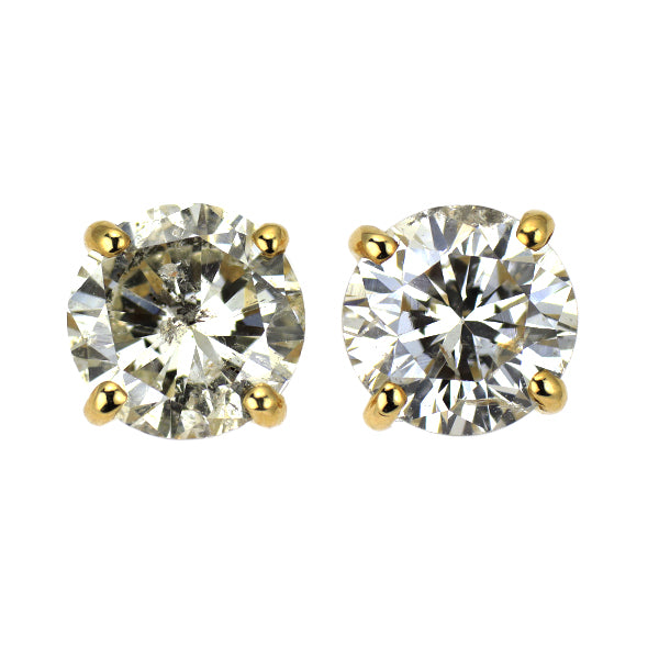 新品 K18YG ダイヤモンド ピアス 3.003ct K I1 G/Fair