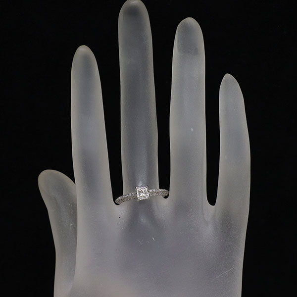 新品 Pt950 プリンセスカット ダイヤモンド リング 0.50ct H VVS2 EX/VG D0.21ct