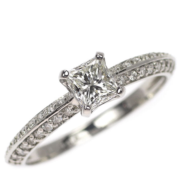 新品 Pt950 プリンセスカット ダイヤモンド リング 0.50ct H VVS2 EX/VG D0.21ct