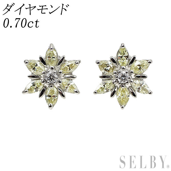 K18WG ダイヤモンド ピアス 0.70ct フラワー