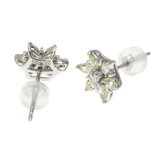 K18WG ダイヤモンド ピアス 0.70ct フラワー