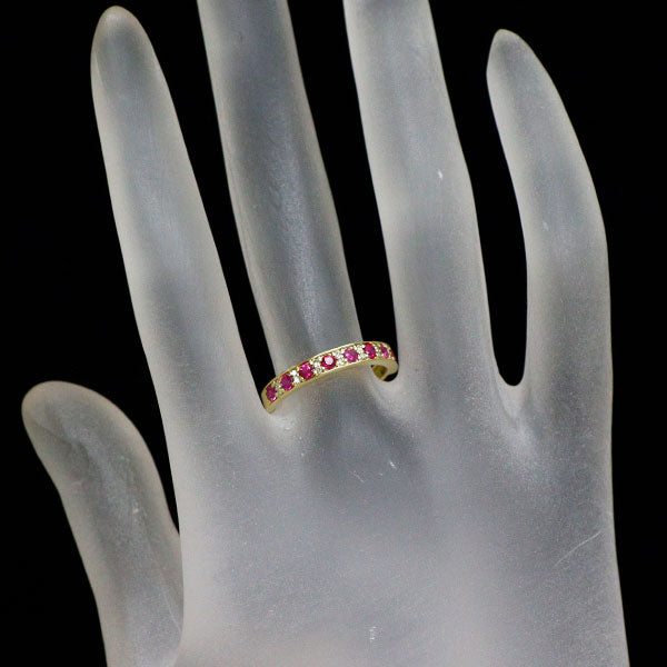 K18YG ルビー ダイヤモンド リング 0.41ct D0.07ct ハーフエタニティ