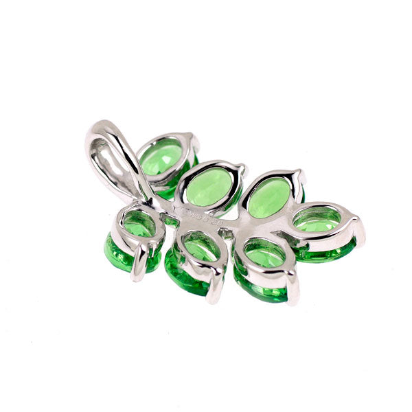 K18WG グリーンガーネット ペンダントトップ 0.80ct 植物