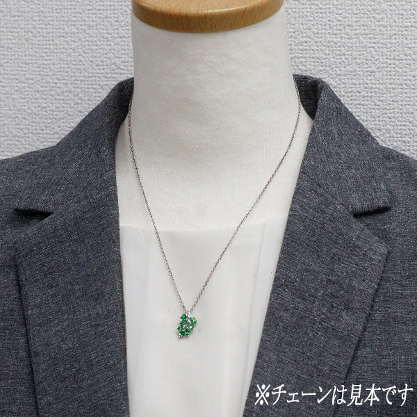 K18WG グリーンガーネット ペンダントトップ 0.80ct 植物