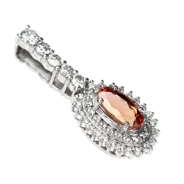 Pt900 インペリアルトパーズ ダイヤモンド ペンダントトップ 1.32ct D0.78ct
