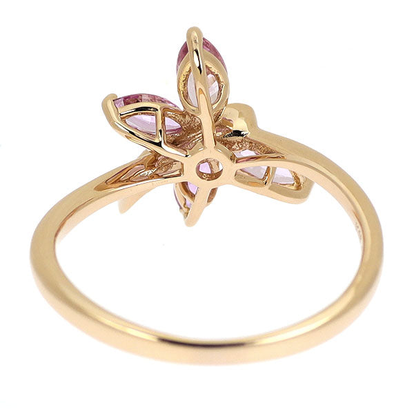 K18PG ピンクサファイア ダイヤモンド リング 0.88ct D0.02ct とんぼ