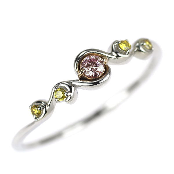 希少 Pt950/ K18PG 天然ピンクダイヤモンド リング 0.062ct TYD0.04ct