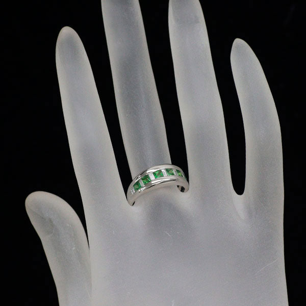 Pt900 グリーン ガーネット ダイヤ リング 0.60ct D0.25ct