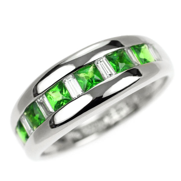 Pt900 グリーン ガーネット ダイヤ リング 0.60ct D0.25ct