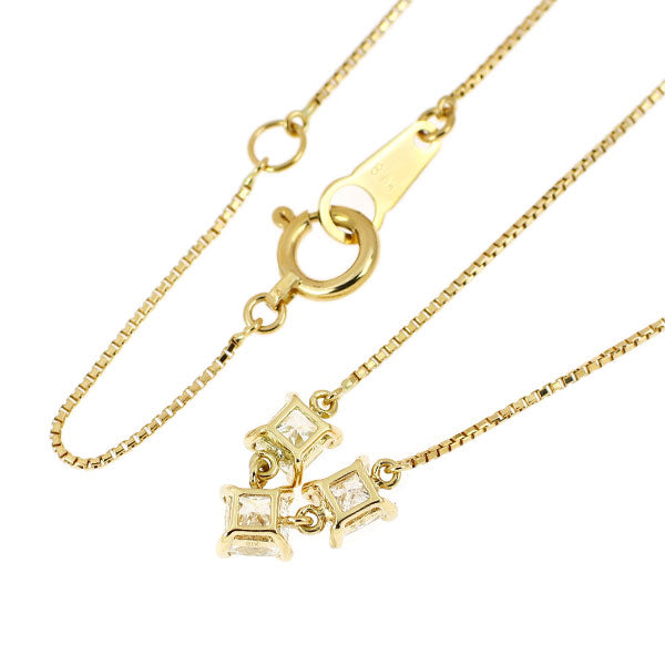 K18YG プリンセスカット ダイヤモンド ペンダントネックレス 0.272ct G VS1 D0.39ct