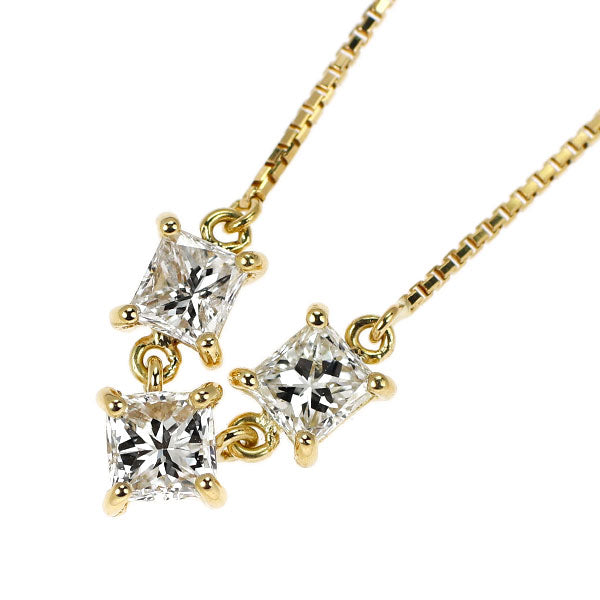 K18YG プリンセスカット ダイヤモンド ペンダントネックレス 0.272ct G VS1 D0.39ct