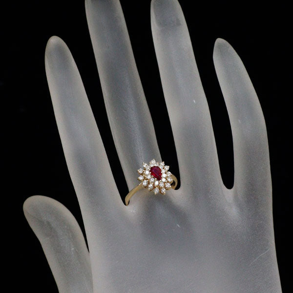 K18YG ルビー ダイヤモンド リング 0.38ct D0.48ct