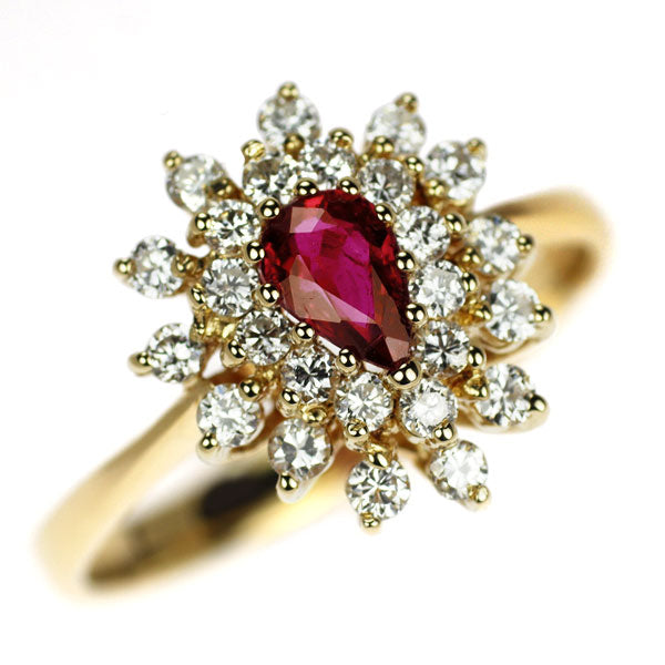 K18YG ルビー ダイヤモンド リング 0.38ct D0.48ct