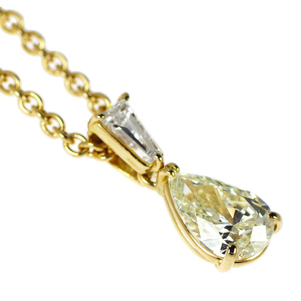 平和堂貿易 K18YG ペアシェイプ ダイヤモンド  ペンダントネックレス 1.018ct D0.14ct 引き輪社外 《セルビー銀座店》【中古】