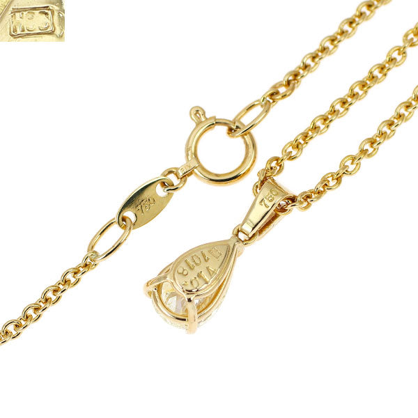 平和堂貿易 K18YG ペアシェイプ ダイヤモンド  ペンダントネックレス 1.018ct D0.14ct 引き輪社外 《セルビー銀座店》【中古】