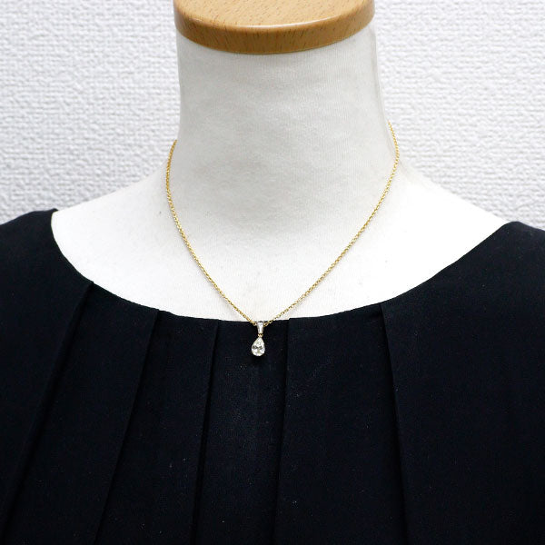 平和堂貿易 K18YG ペアシェイプ ダイヤモンド  ペンダントネックレス 1.018ct D0.14ct 引き輪社外 《セルビー銀座店》【中古】