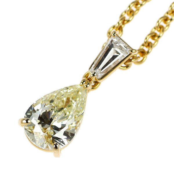 平和堂貿易 K18YG ペアシェイプ ダイヤモンド  ペンダントネックレス 1.018ct D0.14ct 引き輪社外 《セルビー銀座店》【中古】
