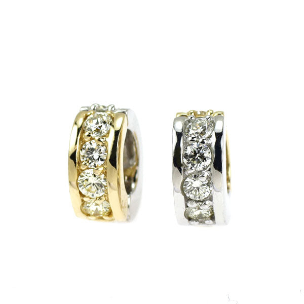 K18YG/ K18WG ダイヤモンド イヤリング 0.46ct ピアリング リバーシブル