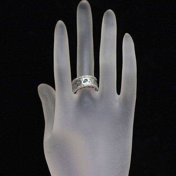 Pt900 カラーレス/トリートブルー ダイヤモンド リング 0.87ct