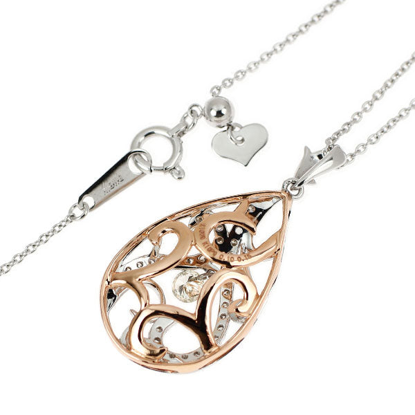 K18WG/ K18PG ダイヤモンド ペンダントネックレス 0.10ct D0.15ct