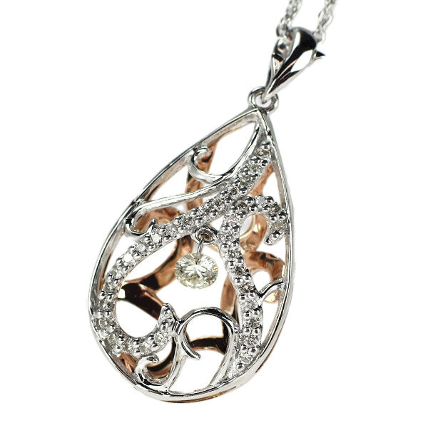 K18WG/ K18PG ダイヤモンド ペンダントネックレス 0.10ct D0.15ct