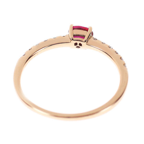 K18PG 非加熱ピジョンブラッドルビー リング 0.22ct D0.09ct