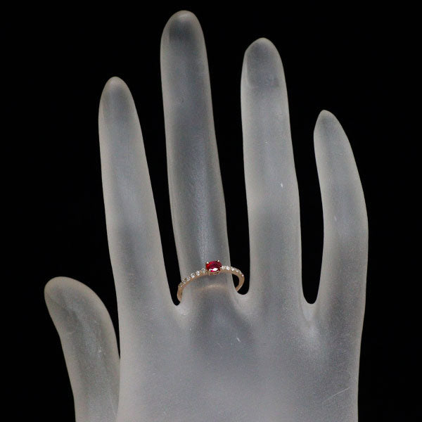 K18PG 非加熱ピジョンブラッドルビー リング 0.22ct D0.09ct