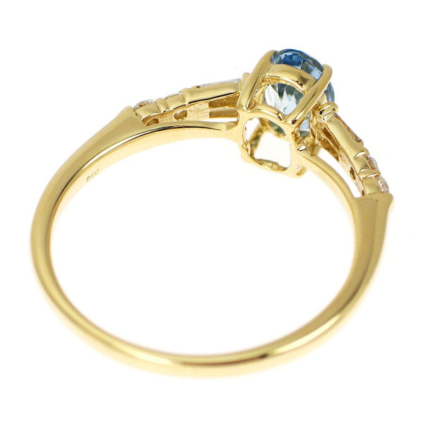 K18YG アクアマリン ダイヤモンド リング 0.42ct D0.22ct