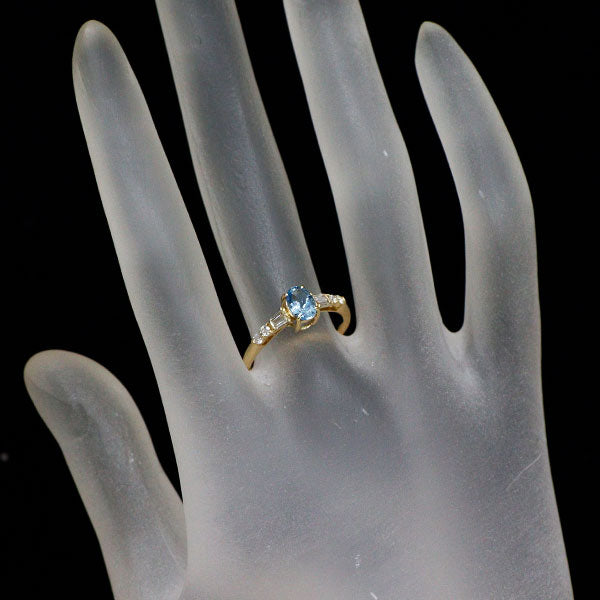K18YG アクアマリン ダイヤモンド リング 0.42ct D0.22ct