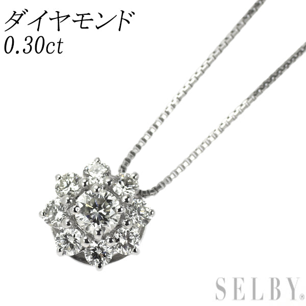 Pt900/850 ダイヤモンド ペンダントネックレス 0.30ct フラワー