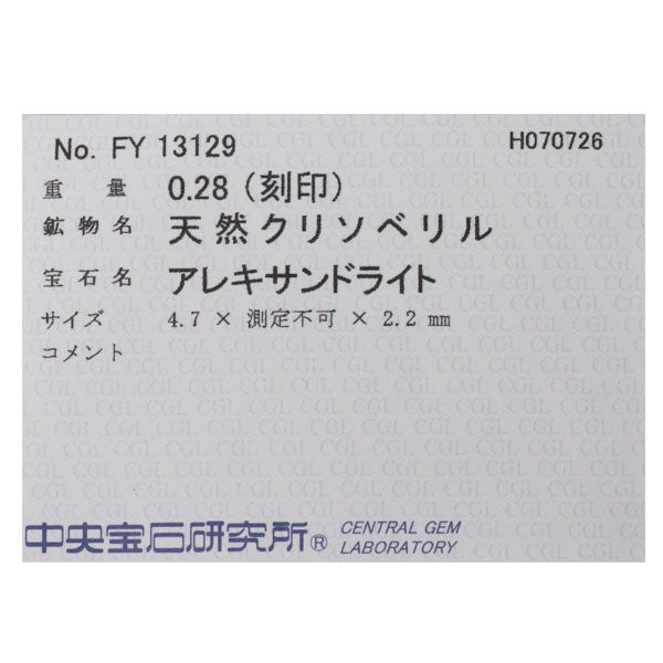 ジェムケリー Pt850/ K18WG アレキサンドライト ペンダントネックレス 0.28ct 希少