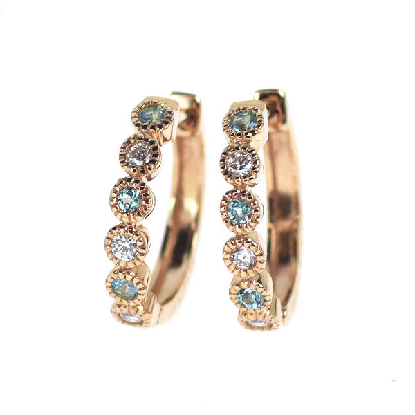 K18PG パライバトルマリン ダイヤモンド ピアス 0.06ct D0.08ct