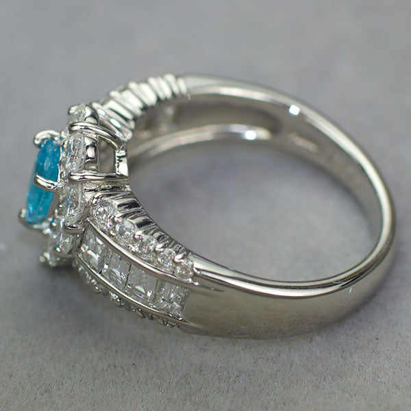 Pt900 ブラジル産パライバ トルマリン ダイヤモンド リング 0.396ct D1.56ct