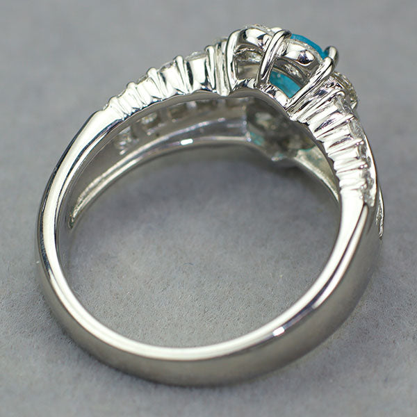 Pt900 ブラジル産パライバ トルマリン ダイヤモンド リング 0.396ct D1.56ct