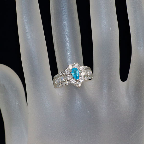 Pt900 ブラジル産パライバ トルマリン ダイヤモンド リング 0.396ct D1.56ct