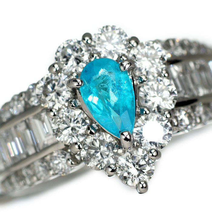 Pt900 ブラジル産パライバ トルマリン ダイヤモンド リング 0.396ct D1.56ct