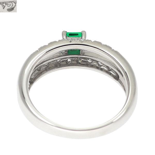 田崎真珠 Pt900 エメラルド ダイヤモンド リング 0.24ct D0.25ct
