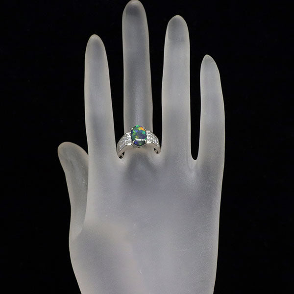 Pt900 ブラック オパール ダイヤモンド リング 2.05ct D1.00ct ミステリーセッティング