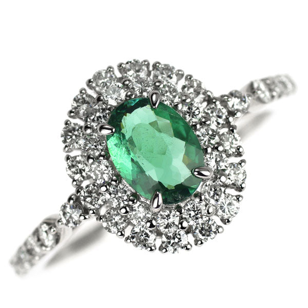 Pt950 ストレートグリーン ブラジル産 パライバトルマリン ダイヤモンド リング 0.55ct D0.55ct