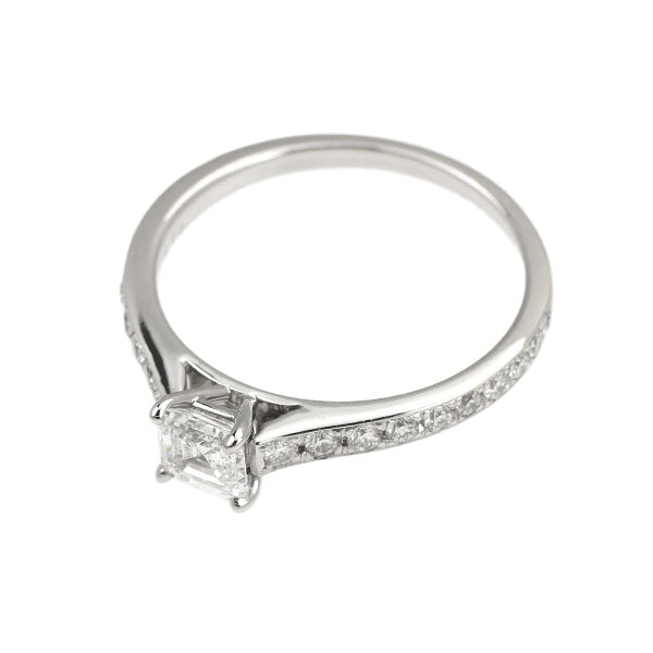 Pt900 スクエアエメラルドカット ダイヤモンド  リング 0.505ct D IF EX/VG D0.296ct