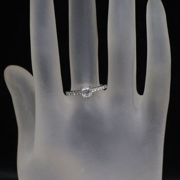 Pt900 スクエアエメラルドカット ダイヤモンド  リング 0.505ct D IF EX/VG D0.296ct