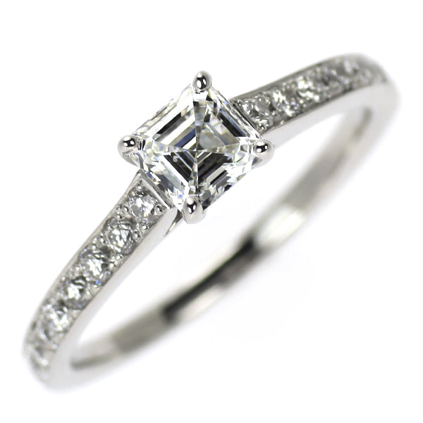 Pt900 スクエアエメラルドカット ダイヤモンド  リング 0.505ct D IF EX/VG D0.296ct