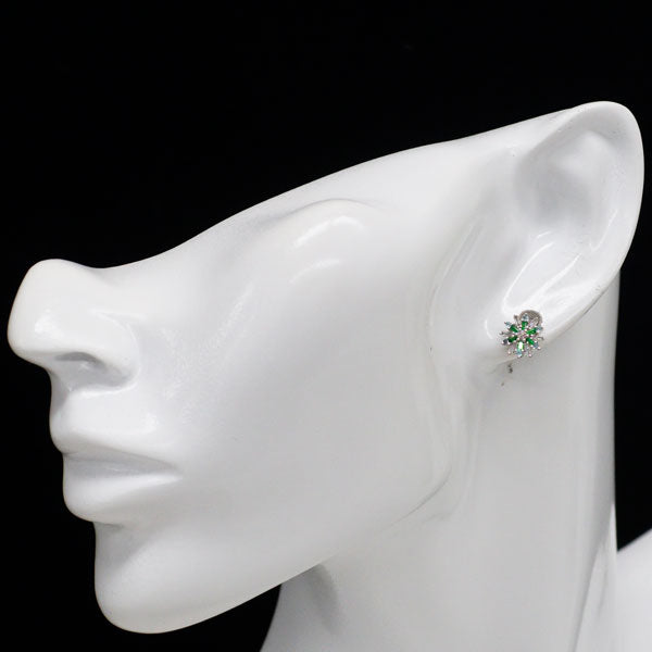 K18WG グロッシュラーライト ガーネット パライバトルマリン ダイヤモンド ピアス 0.22ct T0.08ct D0.16ct