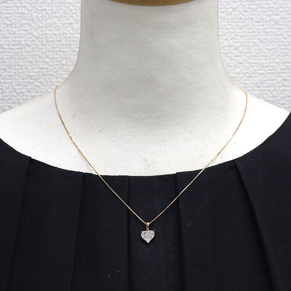 K18PG ダイヤモンド ペンダントネックレス 0.50ct ハート ミステリーセッティング