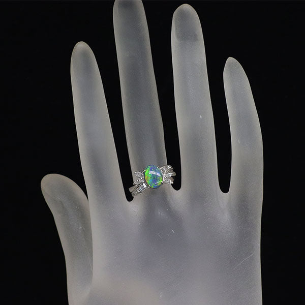 Pt900 ブラックオパール ダイヤモンド リング 1.05ct D0.36ct