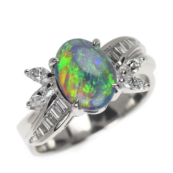 Pt900 ブラックオパール ダイヤモンド リング 1.05ct D0.36ct