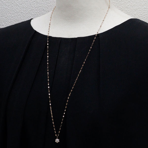 K18PG ダイヤモンド ペンダントネックレス 0.31ct ロング 71cm