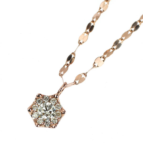 K18PG ダイヤモンド ペンダントネックレス 0.31ct ロング 71cm